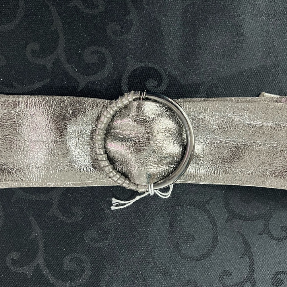 Vintage Soft Silver Leather Belt 80s M-L